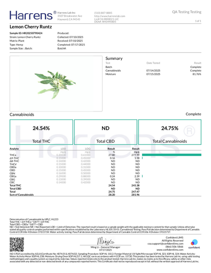 Lemon Cherry Runtz THCA Flower